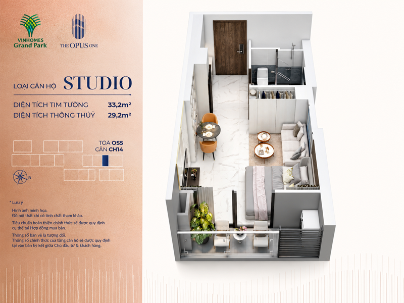 Căn hộ Studio The Opus One